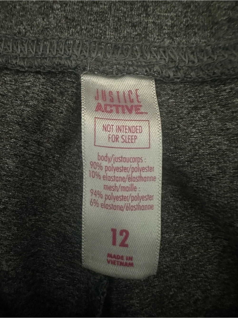 Justice Active Charcoal Gray Leggings